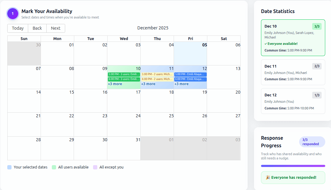 Hangoa live preview - AI-powered scheduling interface